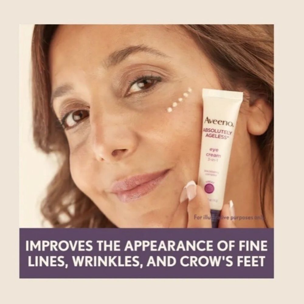 Aveeno Absolutely Ageless Eye Cream 0.5oz 3-in-1 Wrinkles Lines Blackberry - Picture 2 of 5